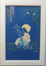 Plaquette  Saint Patron Sainte Florine : enfant vénérant la croix